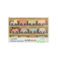 TookyToy - Wooden Train Set - Pastel - 13 Pieces