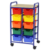 Roll & Multi-Coloured Storage Bin Organiser - 10 Bins