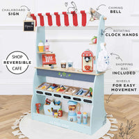 Le Toy Van - Pretend & Play - Wooden Shop & Cafe Market Stand 90 x 36 x 122 cm