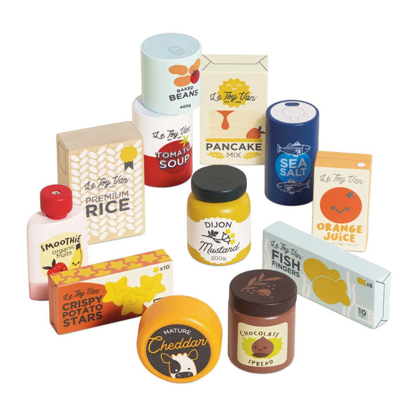 Le Toy Van - Pretend & Play - Wooden Supermarket Grocery Weekly Shop - 12pc