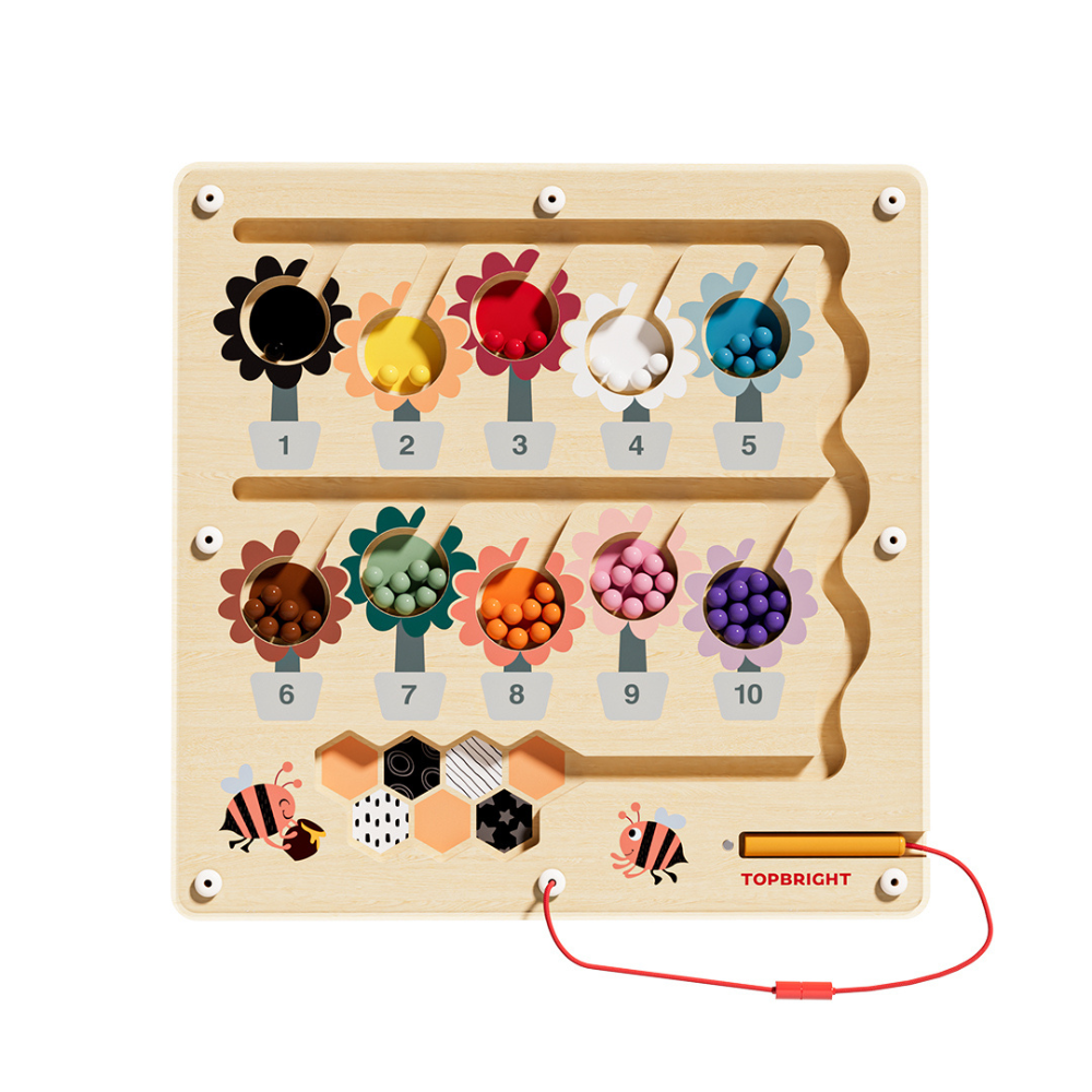TopBright - Wooden Busy Bee Magnetic Maze - Colour Sorting