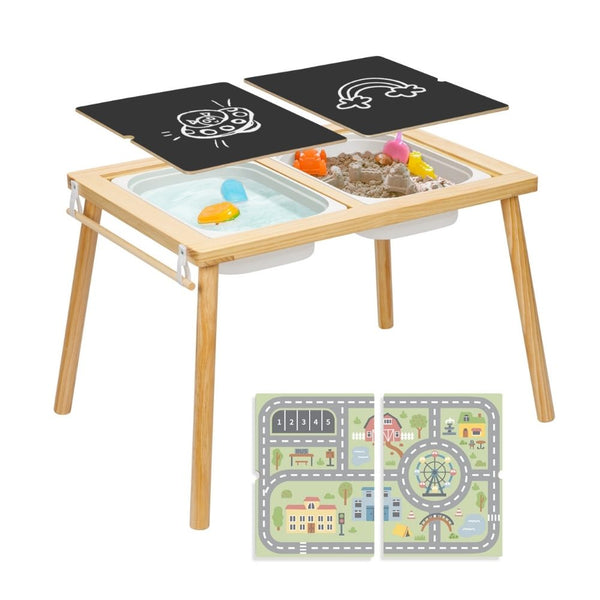 TookyToy - Multi-Activty Kids Table with Sensory Bins, Tabletop & Roll Holder