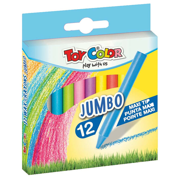 Wax Crayons - Jumbo - 12 Colours Retail Hanger Pack