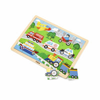 Wooden Puzzle Vehicles 24pc