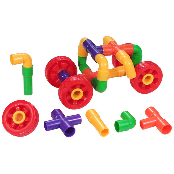 Building Pipes with Wheels Construction Set – 72pcs in Polybag