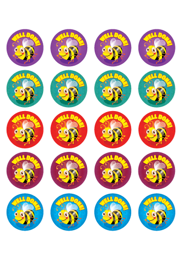 Stickers -Bee Well Done 100pc -   RIC 9249