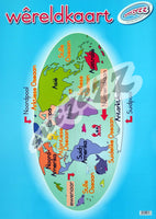 Muurkaart - Wereldkaart (Afrikaans)