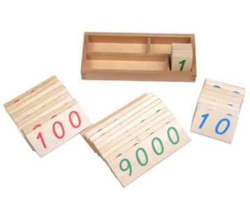 Small Wooden Number Cards in box  (1-9000)