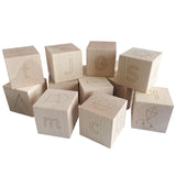 Wooden Cubes, 26 Cubes in Cotton Bag