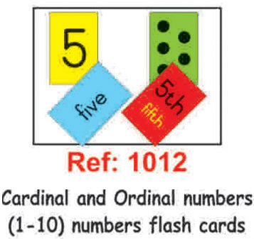 Flash Cards -Cardinal + ordinal numbers 1-10
