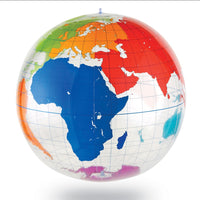 Inflatable front of class labelling world globe