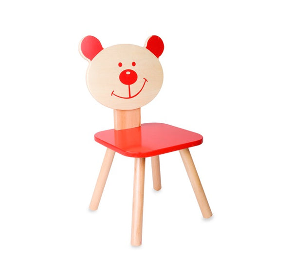 Wooden Bear Chair -Red